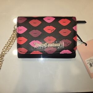 Juicy Couture Black and Pink Lip Print Clutch